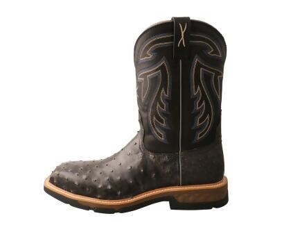 Twisted X Work Boots Mens Leather Pull On Ostrich Black MXBN007 alternate image