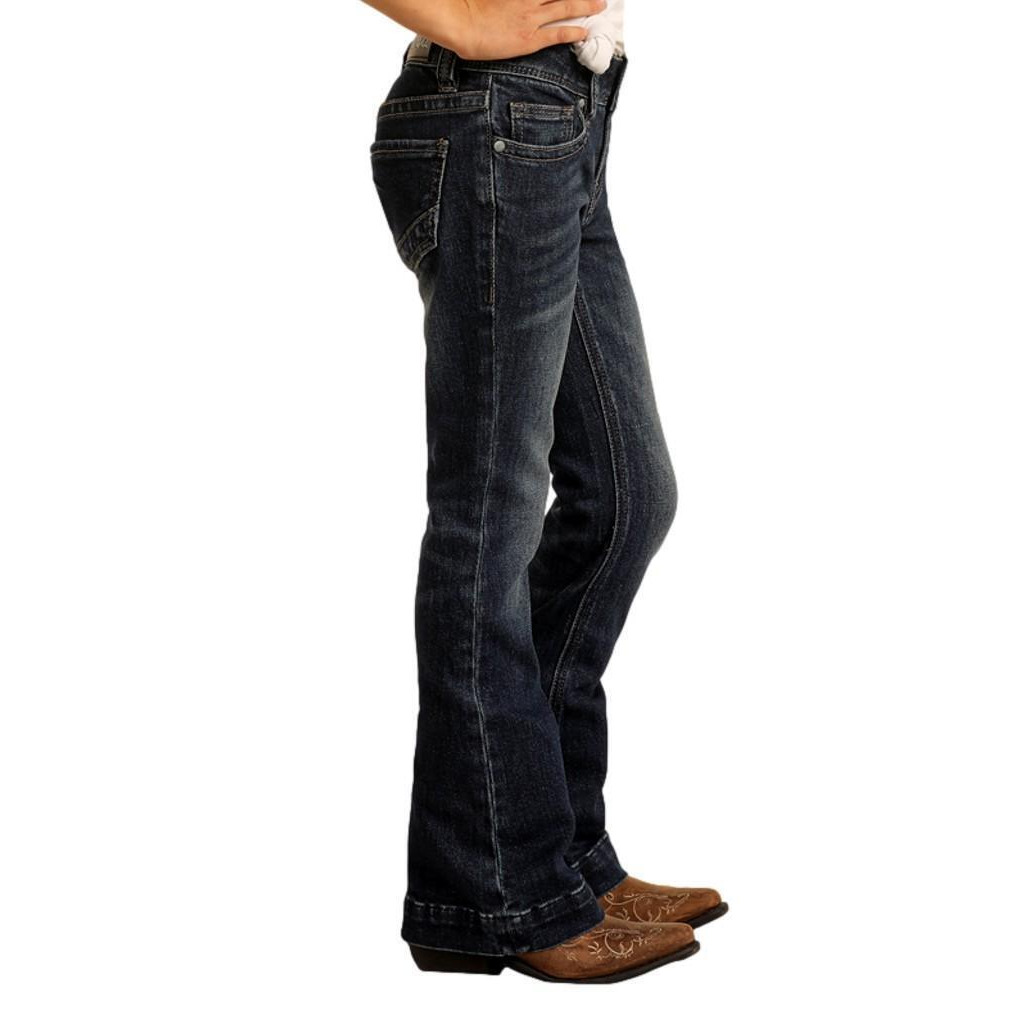 Rock & Roll Western Denim Jeans Girls Zip Dark Vintage G5F1702 alternate image