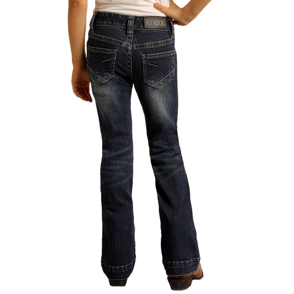 Rock & Roll Western Denim Jeans Girls Zip Dark Vintage G5F1702 alternate image