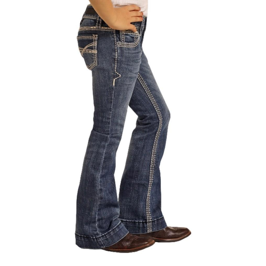 Rock & Roll Western Denim Jeans Girls Adjust Dark Vintage G5F9516 alternate image