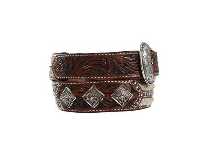 3D Western Belt Mens Calf Hair Inlay Studs Contrast Stitch D100013602 alternate image