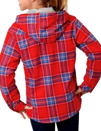 Roper Western Jacket Girls Flannel Snap Hood Red 03-298-0119-2697 RE alternate image