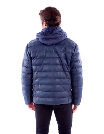 Scully Western Jacket Mens Puffer Leather Hood Pockets Blue F0_2055 alternate image
