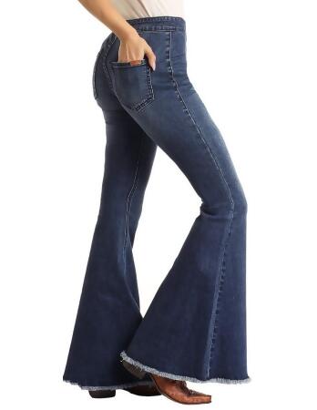 Rock & Roll Western Jeans Womens Bells Flare Button Royal WPB6100 alternate image