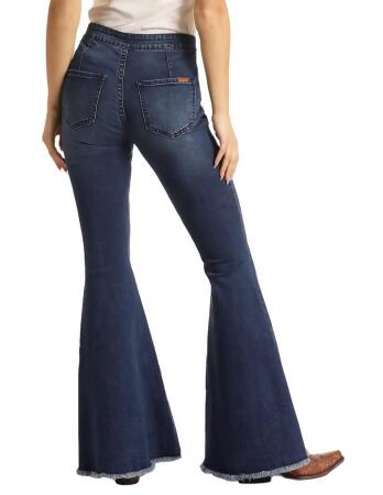 Rock & Roll Western Jeans Womens Bells Flare Button Royal WPB6100 alternate image