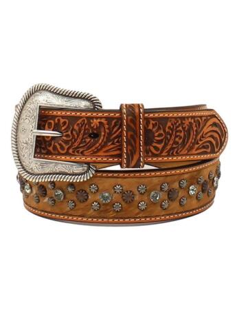 N320003208 Nocona Ladies Hair On With Studs Brown Belt