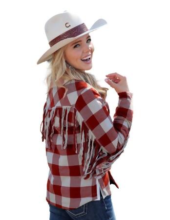 Cruel Girl - Womens Red Plaid Tassel Jacket CWJ7407001 at Buffalo