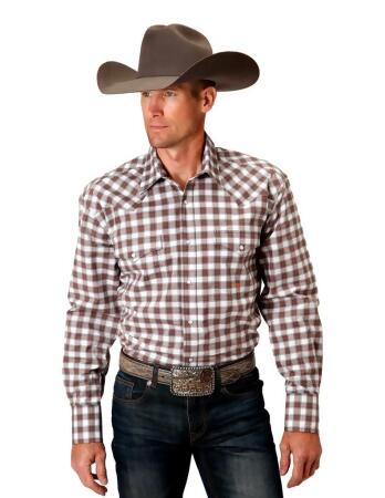 Roper Western Shirt Mens L/S Check Plaid Gray 03-001-0278-2092 GY