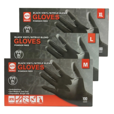 Black Nitrile Vinyl Gloves Disposable Powder Latex Free 3 Pack M L & XL 300 CT 