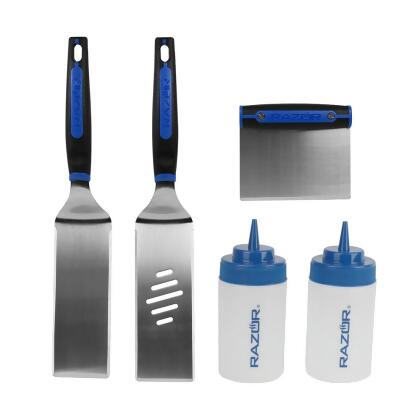 Razor 5 Piece Griddle Kit With Chopper/Scraper, 2 Spatulas, 2 Squeeze Bottles 