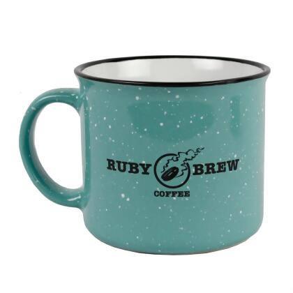 Ruby Brew Campfire Ceramic Microwave-Safe Mug With Handle 13 Oz. Speckled Teal 