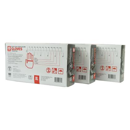 Black Nitrile Vinyl Gloves Disposable Powder Latex Free 3 Pack M L & XL 300 CT alternate image