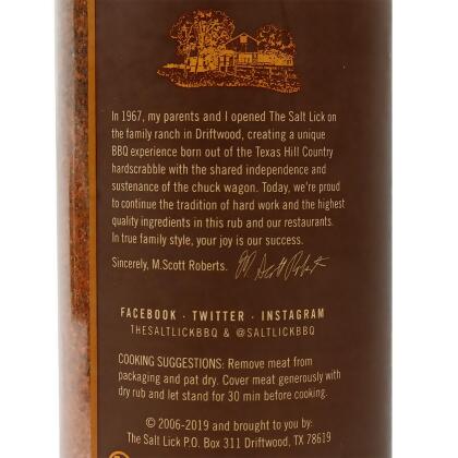 Salt Lick BBQ Original Dry Rub For Meat And Grilling No MSG Made In Texas 12oz alternate image