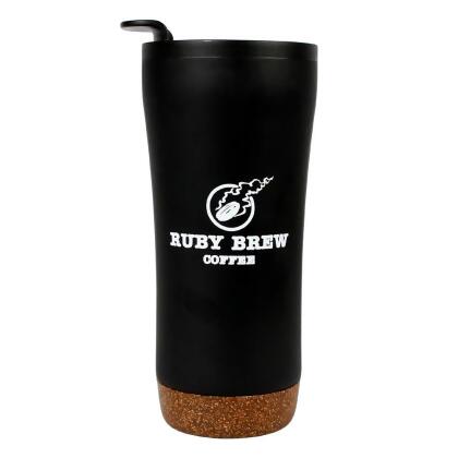 Ruby Brew Valhalla Cork Bottom Travel Tumbler Swivel Splash Proof Lid Black 16oz alternate image