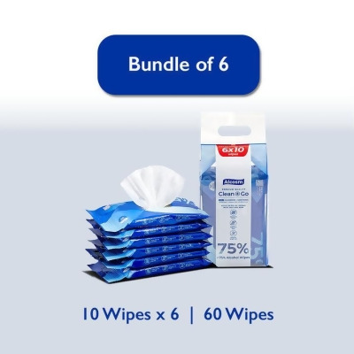 10 wipes (Bundle of 6) - 75% Alcohol Classic Wipes 