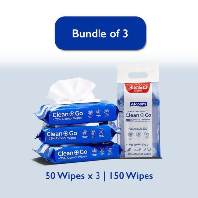 50 wipes (Bundle of 3) - 75% Alcohol Classic Wipes 
