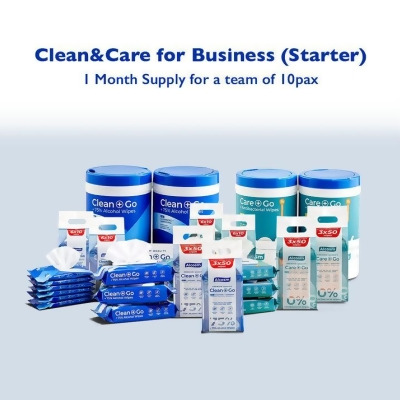 CleanandCare for Business (Starter) - 75% Alcohol Wipes and Antibacterial Wipes 