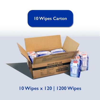 [Carton] 10 wipes (Bundle of 6) - 75% Alcohol Classic Wipes - 120 Packs 
