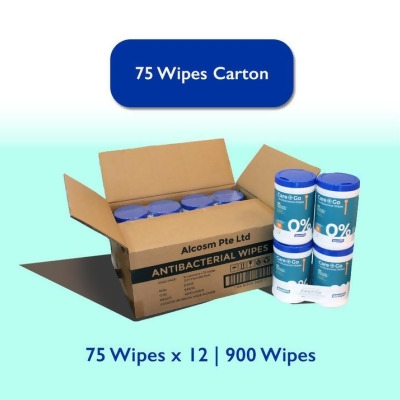 [Carton] 75 Wipes - Antibacterial Classic Wipes - 12 Canisters 