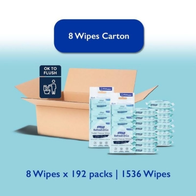 [Carton] Toilet Tissue Wipes - 8 Wipes (Bundle of 8) - 192 Packs 