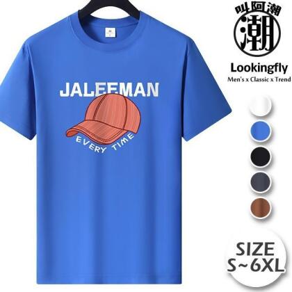 圓領 加大尺碼(M~6XL) 情侶款 棉質 棒球帽圖案 短袖t恤 