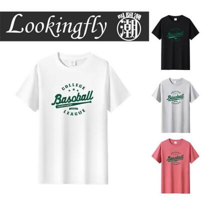 圓領 加大尺碼(S~6XL) 情侶t恤 純棉 棒球Baseball 短袖t恤 