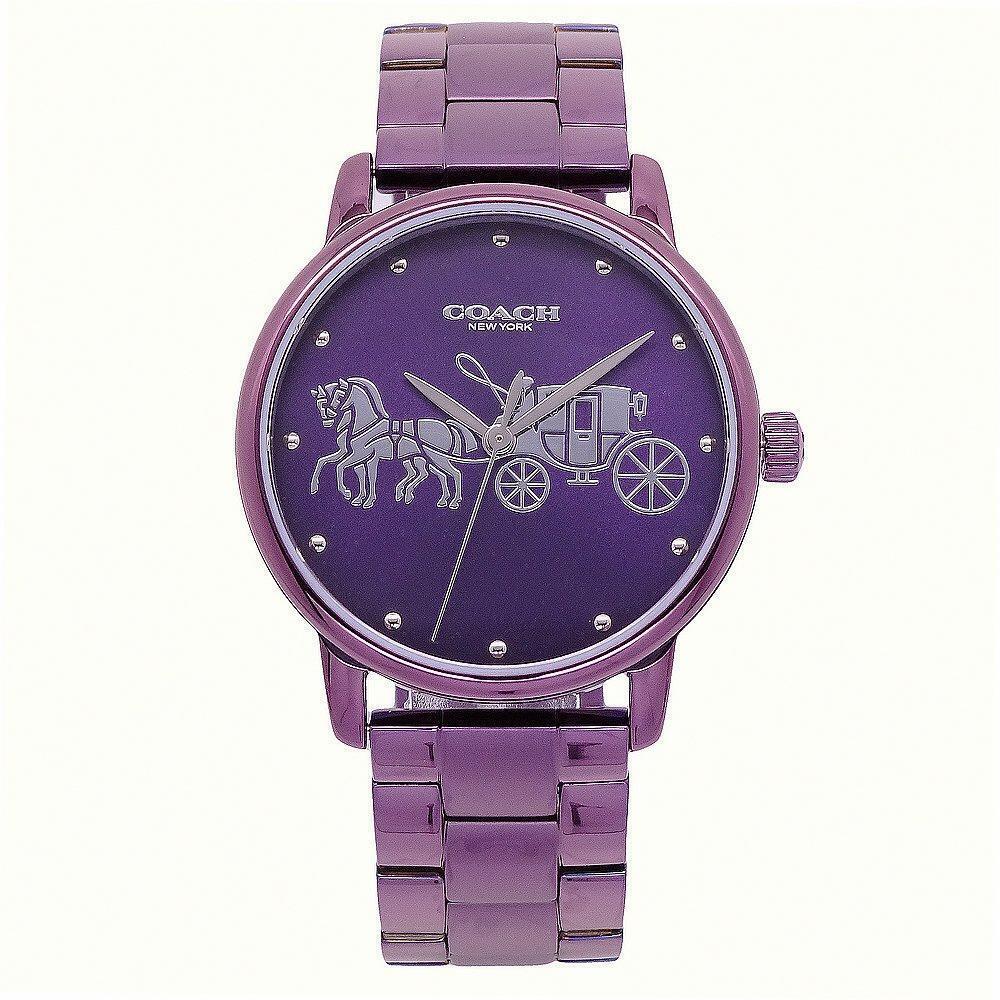 COACH 美國頂尖精品經典馬車時尚流行腕錶-紫-14502923