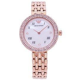 ARMANI 珠光寶氣的時尚優質女性晶鑽腕錶-玫瑰金-AR11355