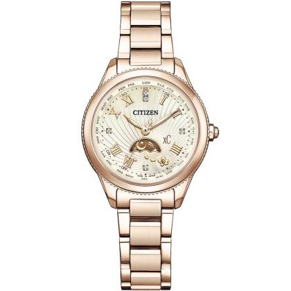 CITIZEN XC Hebe田馥甄廣告款 櫻吹雪限定 鈦 光動能電波優質女腕錶-玫瑰金-EE1006-51W 