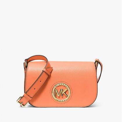 Michael Kors Samira 小號荔枝紋皮郵差包-粉橘-38H1C1MM1L 