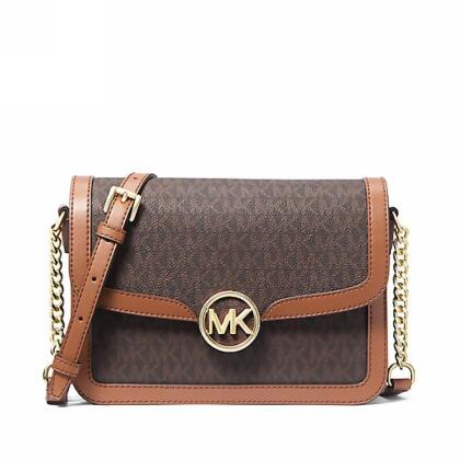 Michael Kors Leida 中型標誌性標誌單肩包-咖啡-35S4G9GM8B 