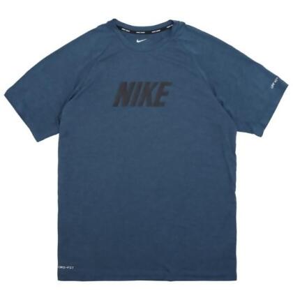 Nike 短袖 Heather 男款 藍黑 防曬衣 短T 抗UV 透氣 基本款 遮陽【ACS】 NESSC677-444 