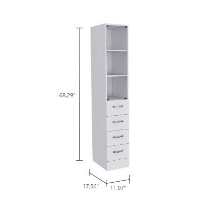 Magna Linen Cabinet, Three Shelves, Four Drawers alternate image