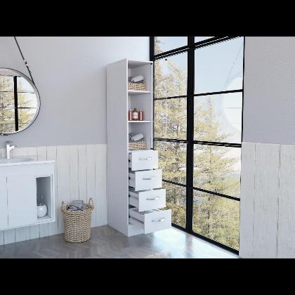 Magna Linen Cabinet, Three Shelves, Four Drawers alternate image