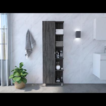Venus Linen Single Door Cabinet, Five External Shelves, Four Interior Shelves alternate image