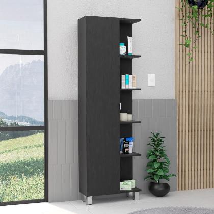 Venus Linen Single Door Cabinet, Five External Shelves, Four Interior Shelves alternate image