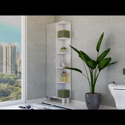 Venus Linen Single Door Cabinet, Five External Shelves, Four Interior Shelves alternate image