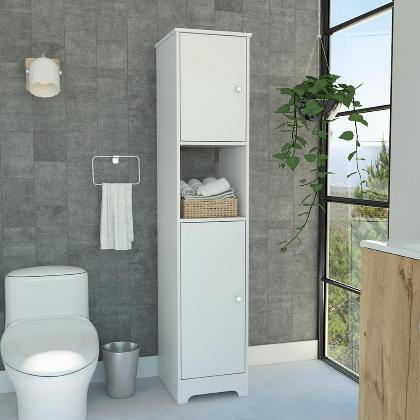 Yaka Linen Double Door Cabinet, Four Interior Shelves, One Open Shelf alternate image