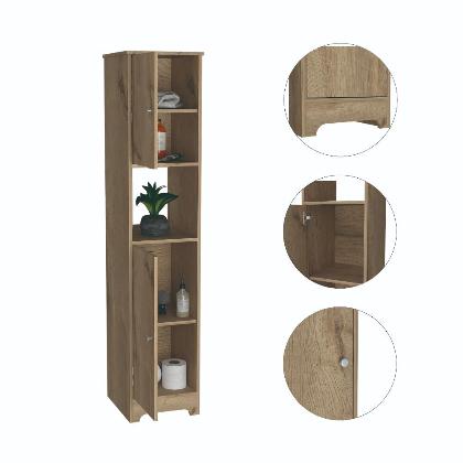 Yaka Linen Double Door Cabinet, Four Interior Shelves, One Open Shelf alternate image