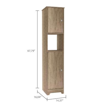 Yaka Linen Double Door Cabinet, Four Interior Shelves, One Open Shelf alternate image