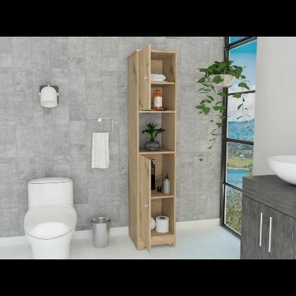 Yaka Linen Double Door Cabinet, Four Interior Shelves, One Open Shelf alternate image
