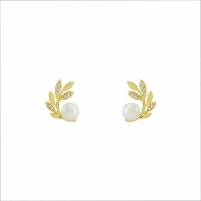 【SNATCH】[黃銅] 天然海水珍珠森林女神耳環 / [Brass] Pearl of the Forest Goddess Earrings 