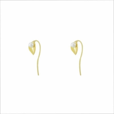 【SNATCH】[黃銅] 馬蹄蓮海芋珍珠耳環 / [Brass] Calla Lily Pearl Earrings 