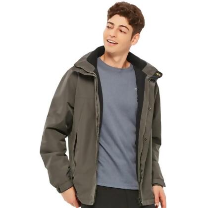 【Jack Wolfskin 飛狼】男 經典款防風防潑水保暖外套 內刷毛衝鋒衣『棕』(133605) 