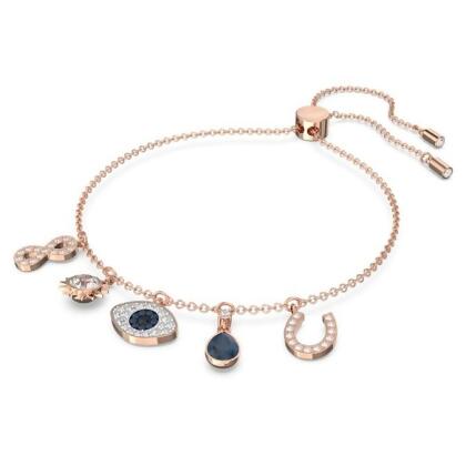 【Swarovski 施華洛世奇】Swarovski Symbolic 手鏈 (無限符號、邪眼和馬蹄鐵 藍色 鍍玫瑰金色調)