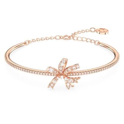 【Swarovski 施華洛世奇】Volta 手鐲 (蝴蝶結 白色 鍍玫瑰金色調)
