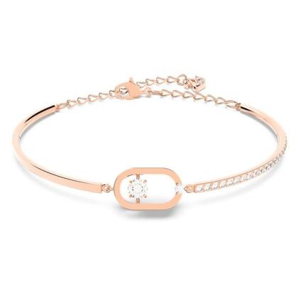 【Swarovski 施華洛世奇】Swarovski Sparkling Dance 手鏈 (圓形切割，橢圓形 白色 鍍玫瑰金色調)
