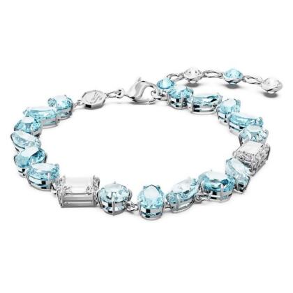 【Swarovski 施華洛世奇】Gema 手鏈 (混合式切割 藍色 鍍白金色)