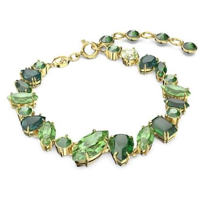 【Swarovski 施華洛世奇】Gema 手鏈 (混合式切割 綠色 鍍金色色調)