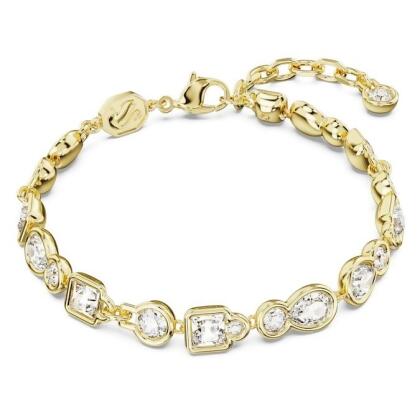 【Swarovski 施華洛世奇】Dextera 手鏈 (混合式切割 白色 鍍金色色調)